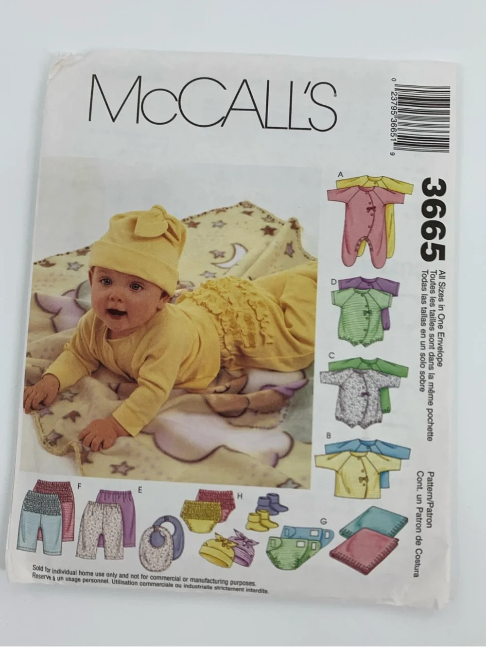 McCall's Baby Yellow Hat & Matching Set Sewing Pattern